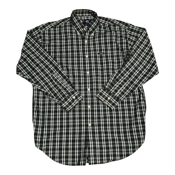 Vintage Chaps Ralph Lauren button down medium green plaid holidays casual - Picture 2 of 8